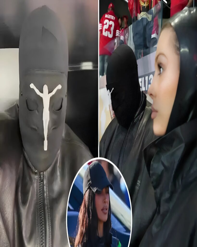 Kanye West covers face in eerie ‘Jesus mask’ at Super Bowl with Bianca ...