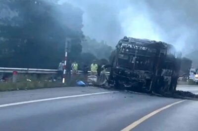 Tr:ời ơi: Ch;;áy xe khách gường nằm. trên cao tốc La Sơn – Tuý Loa… Hàng trăm người