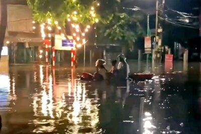 Đêm qua, Thái Nguyên ng;ập sâu, dân bơi thuyền ra phố đón người về nhà… hàng chục người đã ra đi mãi mãi